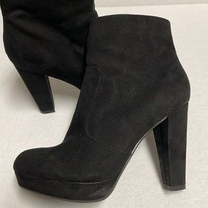 Suede-like platform booties 4.5” heels